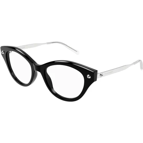 Stylische Brille Am0485O Schwarz , Damen, Größe: 52 MM - alexander mcqueen - Modalova