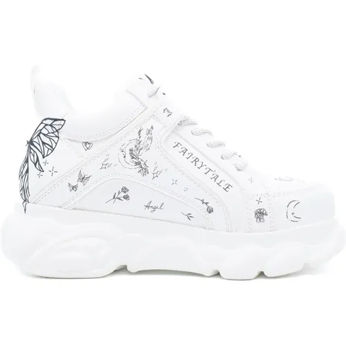 Weiße Scribble Platform Sneakers , Damen, Größe: 37 EU - Buffalo - Modalova