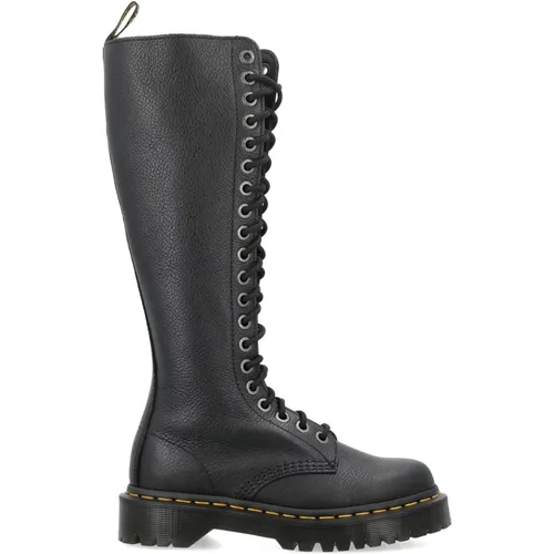 Schwarze Leder Kniehohe Stiefel , Damen, Größe: 39 EU - Dr. Martens - Modalova