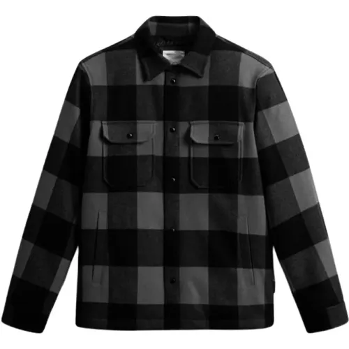 Alaskan Wool Check Overshirt Charcoal Buffalo - Woolrich - Modalova