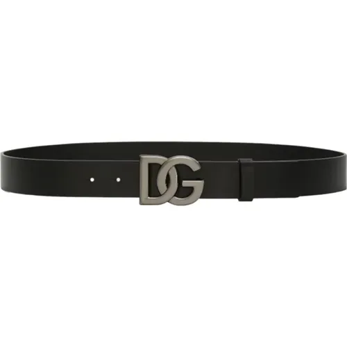 Luxury Leather Belt with Gold Logo Buckle , male, Sizes: 100 CM - Dolce & Gabbana - Modalova