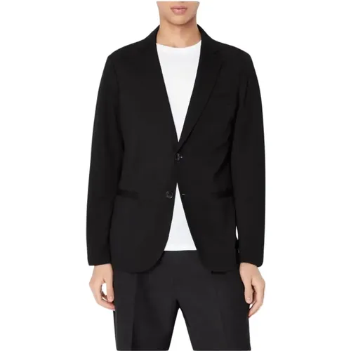 Stretch Jersey Blazer - Schwarz Schal , Herren, Größe: M - Armani Exchange - Modalova