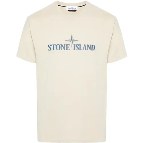 Jersey Crew Neck Logo T-shirt , Herren, Größe: S - Stone Island - Modalova