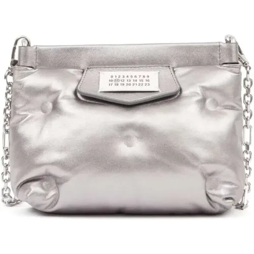 Quilted Silver-tone Leather Shoulder Bag , female, Sizes: ONE SIZE - Maison Margiela - Modalova