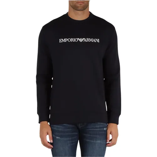 Cotton Modal Sweatshirt Essential Logo Embossed , male, Sizes: L, 2XL, XL, M - Emporio Armani - Modalova