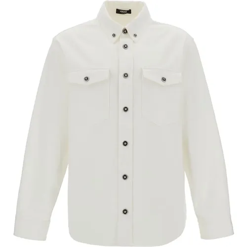 Buttoned-down Collar Shirt , male, Sizes: L, M - Versace - Modalova