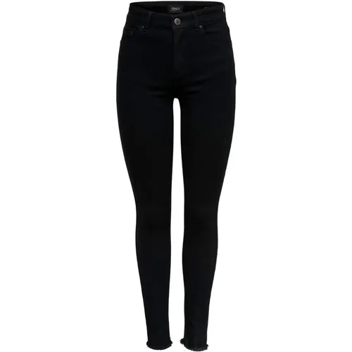Schwarze einfarbige Jeans mit Reißverschluss und Knopfverschluss , Damen, Größe: XS - Only - Modalova