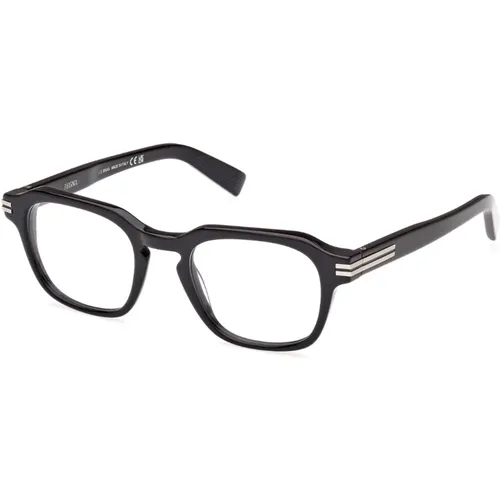 Schwarz Graue Brillengestelle Ez5282 , unisex, Größe: 50 MM - Ermenegildo Zegna - Modalova