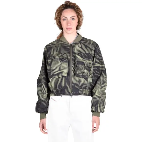Stilvolle Jacke mit Rippdetails , Damen, Größe: XL - Diesel - Modalova