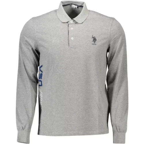 Stilvolles Graues Langarm-Poloshirt , Herren, Größe: XL - U.S. Polo Assn. - Modalova