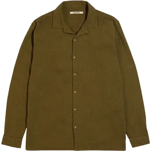 Seaweed Olive Open Collar Shirt , male, Sizes: S - Kestin - Modalova