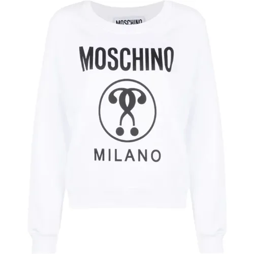 Double Question Mark Blanco Sweatshirt , female, Sizes: 3XS, 2XS, XS - Moschino - Modalova