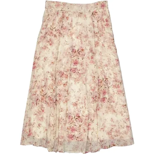 Silk Floral Midi Skirt , female, Sizes: L, M - Alessia Zamattio - Modalova