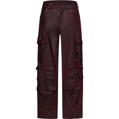 Niv Plum Leather Cargo Trousers , female, Sizes: M, S, XS - Salvatore Santoro - Modalova