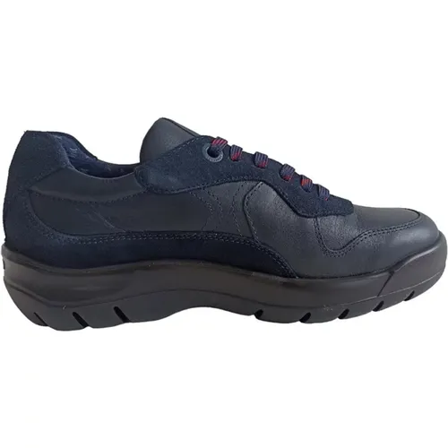 Blaue Casual Leder Sneakers mit Gummisohle - Callaghan - Modalova