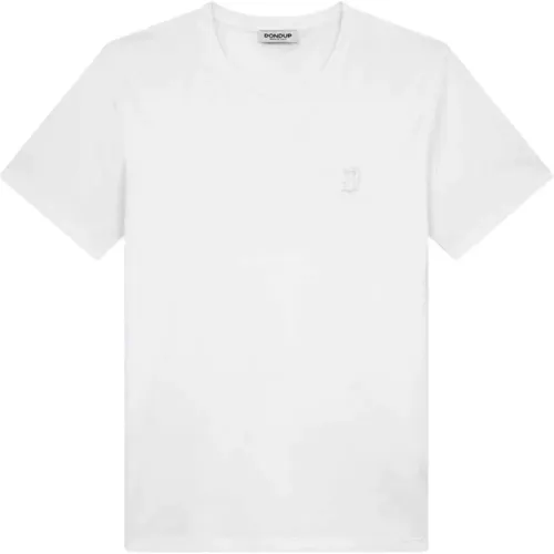 Besticktes Logo Weißes T-Shirt , Herren, Größe: 2XL - Dondup - Modalova