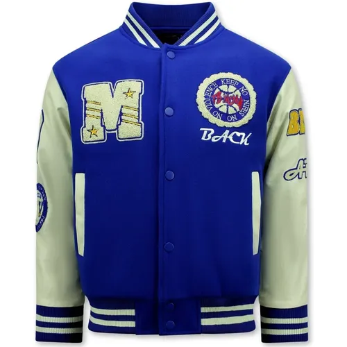 Vintage Oversized American Baseball Jacket Men - 7086 , male, Sizes: L, M, 2XL, S, XL - Enos - Modalova