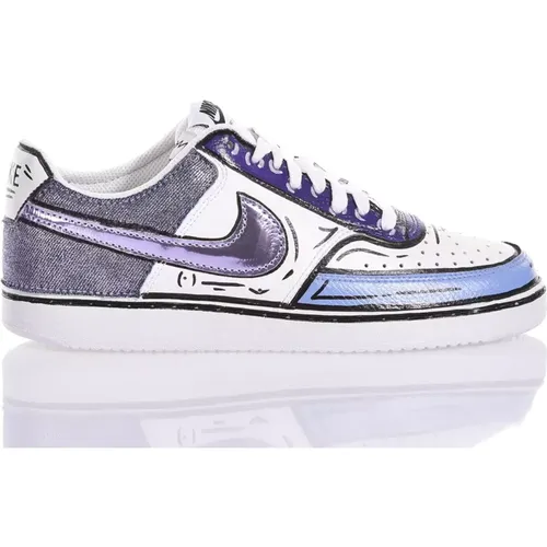 Weiße Violette Sneakers Maßgeschneiderte Damenschuhe , Damen, Größe: 38 1/2 EU - Nike - Modalova