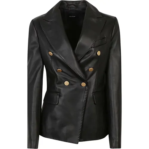Double-Breasted Leather Jacket , female, Sizes: M, L, S - Tagliatore - Modalova