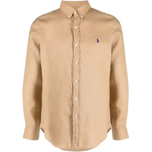Logo-Embroidery Linen Shirt , male, Sizes: M, L - Ralph Lauren - Modalova
