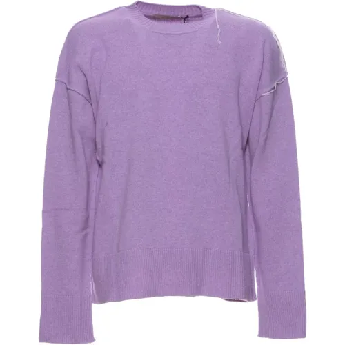 Lilac Crewneck Sweater , male, Sizes: L - Paura - Modalova