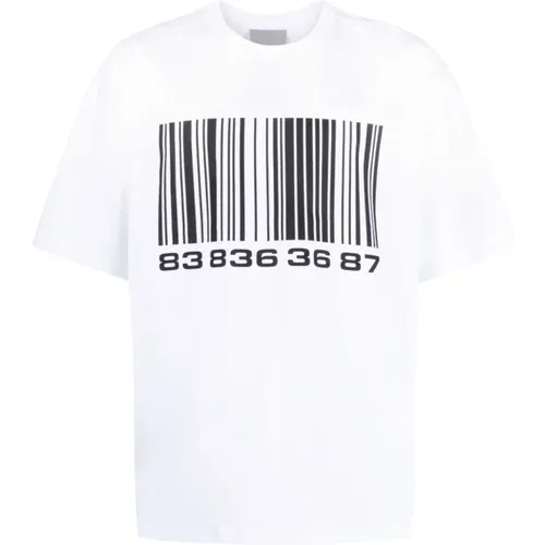 Bedrucktes weißes T-Shirt mit Logo , Herren, Größe: M - Vtmnts - Modalova