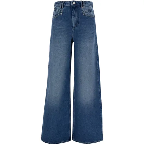 Flared Leg Jeans mit Leder-Logo-Patch , Damen, Größe: 2XS - Isabel marant - Modalova