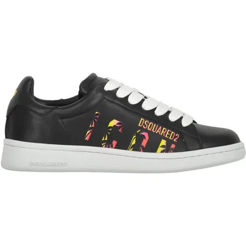 Niedrige Ledersneakers , Damen, Größe: 37 EU - Dsquared2 - Modalova