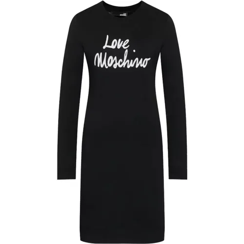 Schwarzes Baumwollkleid, Upgrade deine Garderobe mit diesem Kurzen Kleid für Frauen - Love Moschino - Modalova