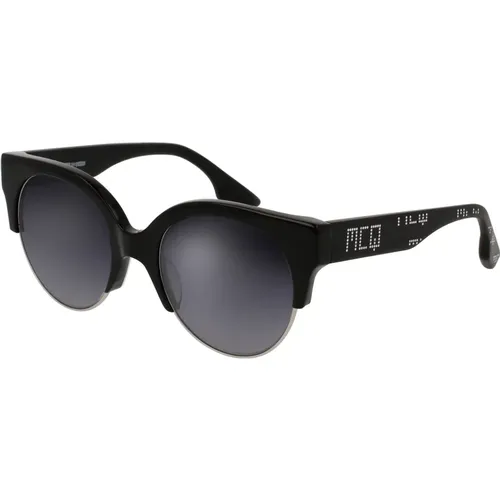 Matte Sunglasses with White Detail , female, Sizes: 53 MM - alexander mcqueen - Modalova