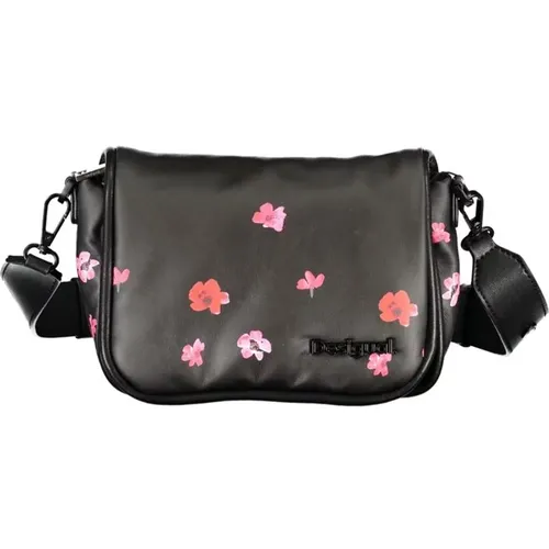 Schwarze Polyethylen-Schultertasche mit Kontrastdetails - Desigual - Modalova