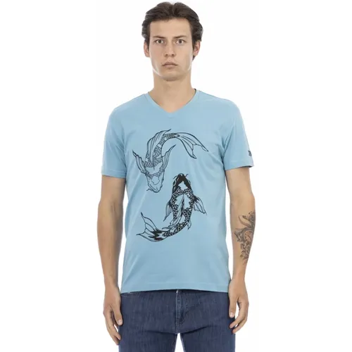 Kurzarm V-Ausschnitt T-Shirt , Herren, Größe: M - Trussardi - Modalova