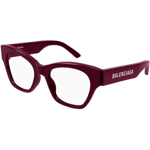 Burgundy Frame Stylish Glasses , unisex, Größe: 52 MM - Balenciaga - Modalova