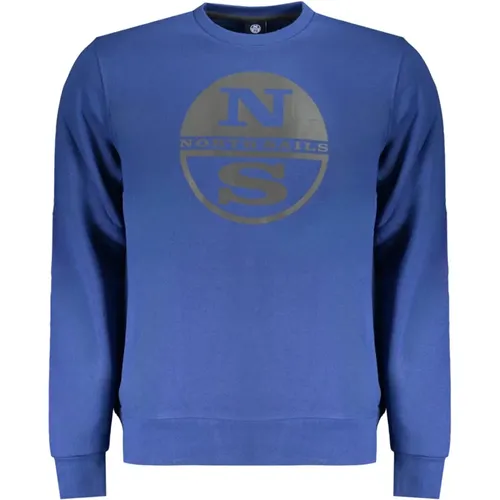 Blauer Langarm-Sweatshirt mit Druck , Damen, Größe: S - North Sails - Modalova