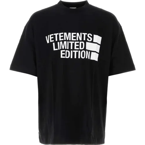 Schwarzes Baumwoll-Oversize-T-Shirt , Herren, Größe: S - Vetements - Modalova