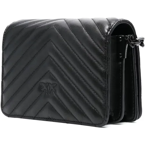 Leather Crossbody Bag with Logo Plaque , female, Sizes: ONE SIZE - pinko - Modalova