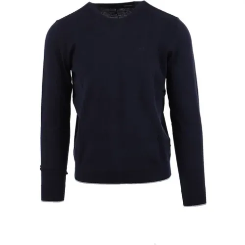 Blauer Crew Neck Pullover mit Monogramm , Herren, Größe: XL - Armani Exchange - Modalova