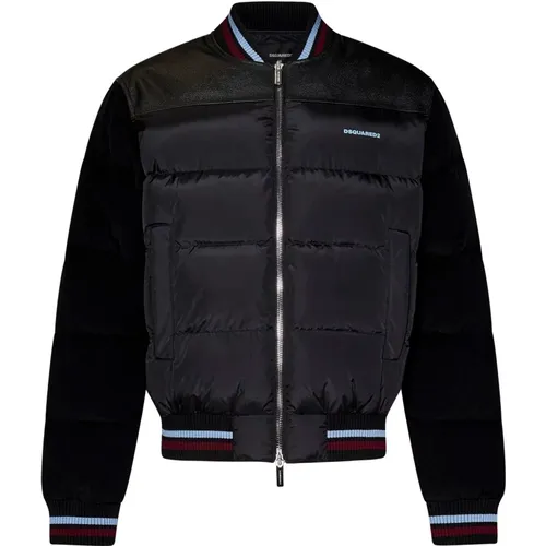 Bomber Mixed Puffer Down Jacket , male, Sizes: L, M, XL - Dsquared2 - Modalova