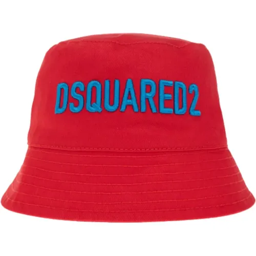 Roter Fischerhut mit Türkisem Logo - Dsquared2 - Modalova
