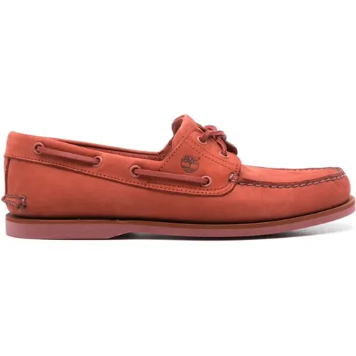 Rote Wildleder Flache Schuhe , Herren, Größe: 41 1/2 EU - Timberland - Modalova
