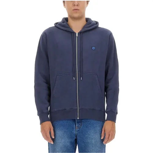 Logo Zip Sweatshirt , Herren, Größe: L - Maison Kitsuné - Modalova