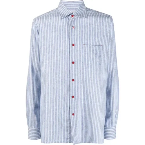 Striped Linen-Blend Shirt , male, Sizes: 3XL - Kiton - Modalova