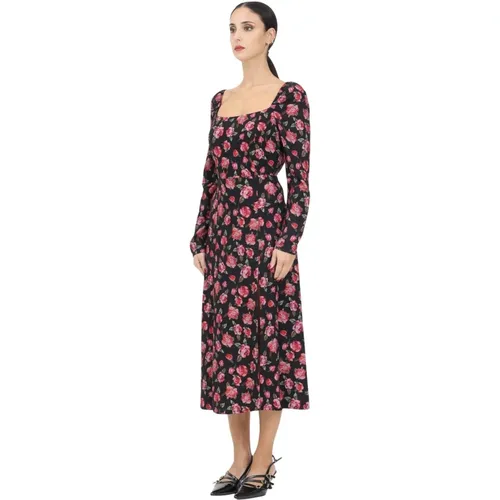 Blumiges Midi-Kleid mit Quadratischem Ausschnitt , Damen, Größe: S - Mar De Margaritas - Modalova