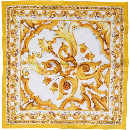 Majolica Print Silk Scarf in , female, Sizes: ONE SIZE - Dolce & Gabbana - Modalova