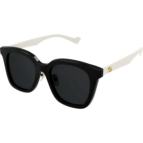 Schwarze/Graue Sonnenbrille , Damen, Größe: 55 MM - Gucci - Modalova
