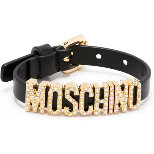 Schwarzes Leder Bijoux Armband - Moschino - Modalova