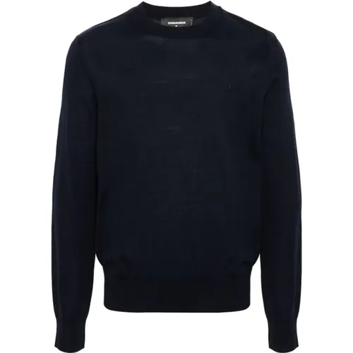 Embroidered Logo Navy Jersey Sweater , male, Sizes: S, M - Dsquared2 - Modalova