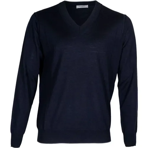 Men's Wool V-Neck Sweater Made in Italy , male, Sizes: 2XL, M - Paolo Pecora - Modalova