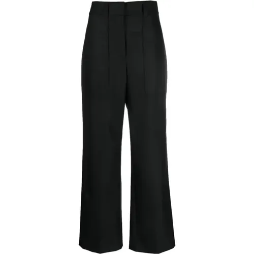 High-Waisted Straight Fit Wool Pants , female, Sizes: L - Hugo Boss - Modalova