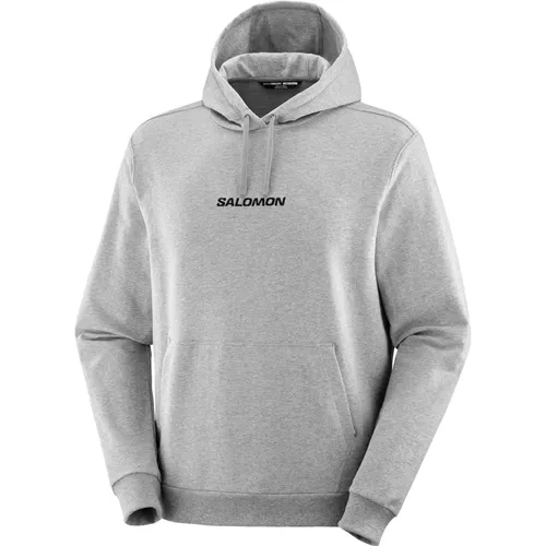 Heather Grey Logo Pull Over Hoody , Herren, Größe: XL - Salomon - Modalova